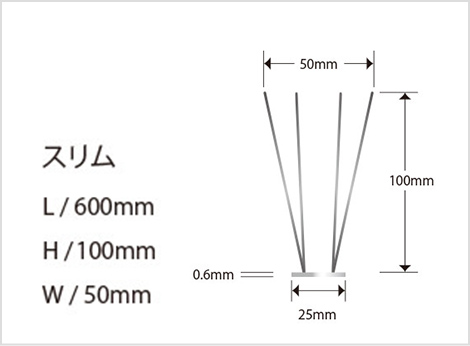スリム W／600mm H／100mm T／50mm